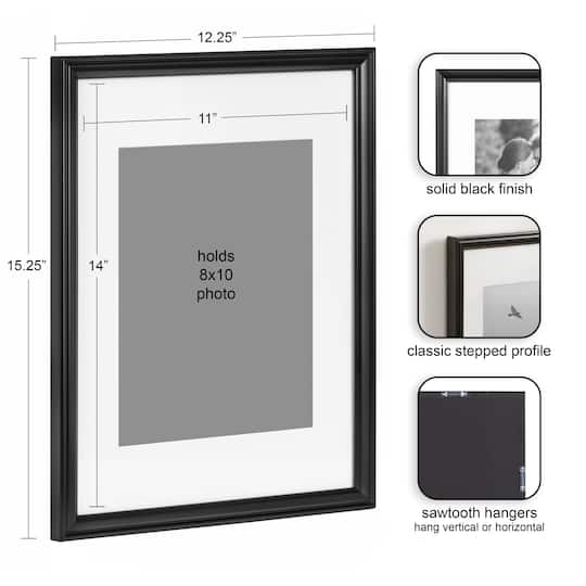 Kate and Laurel 11" x 14" Adlynn Photo Frame 8" x 10" with Mat